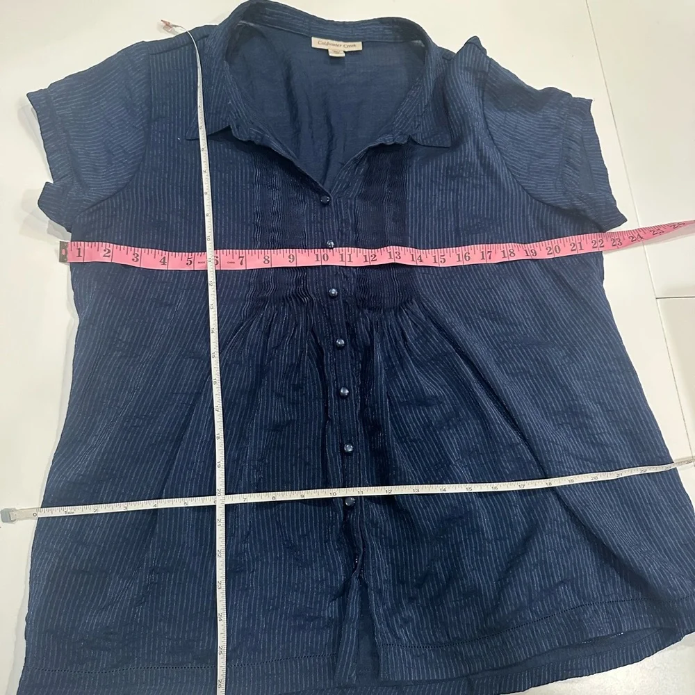 Coldwater Creek Dark Blue Button-Down‎ Shirt - Picture 5 of 5